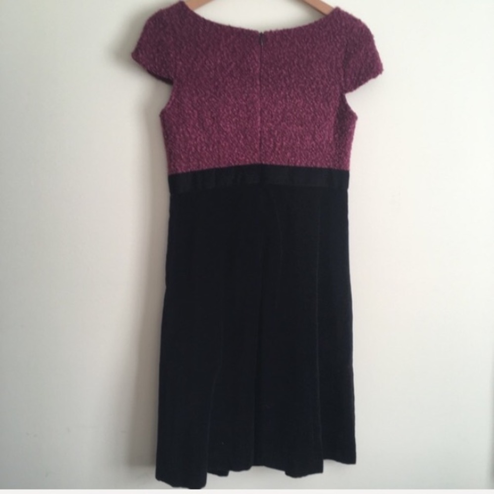 Moschino Jeans | Tweed Velvet Fur Beaded Black Mauve Dress XS - Picture 7 of 7